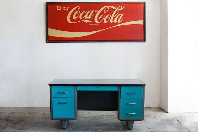 Allsteel Bumper Top Tanker Desk At 1stdibs