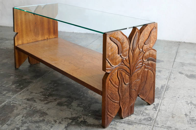 carved mango wood coffee table