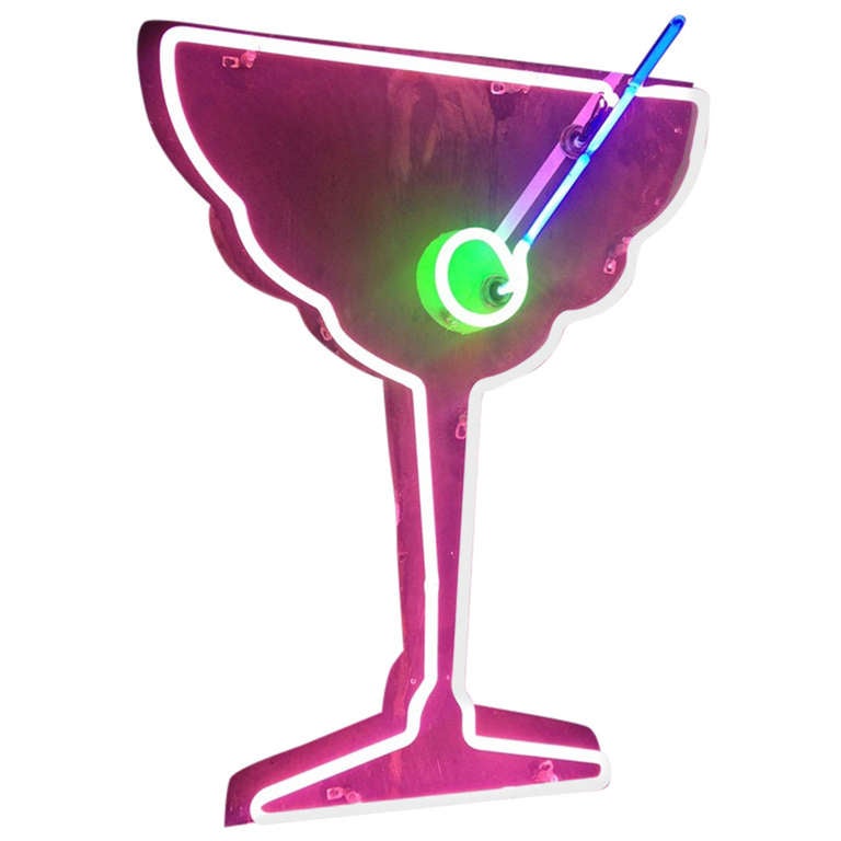 Vintage Martini Glass Neon Sign at 1stdibs