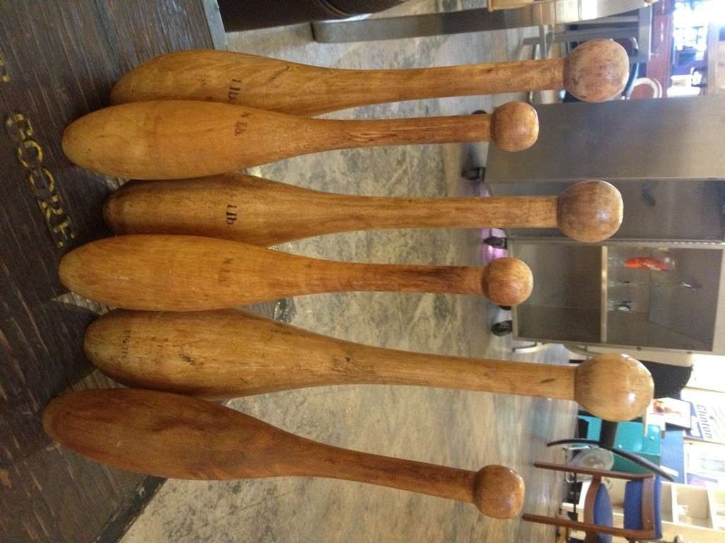 Vintage Juggling Pins Set Of 6 For Sale at 1stDibs