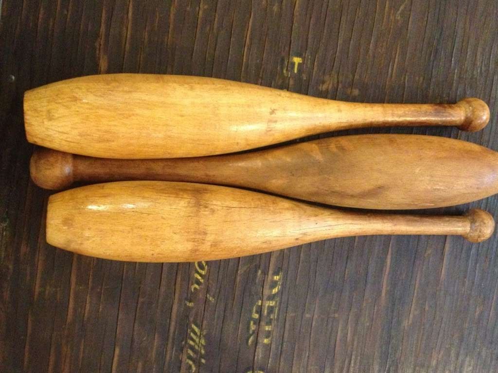 Vintage Juggling Pins Set Of 6 For Sale at 1stDibs