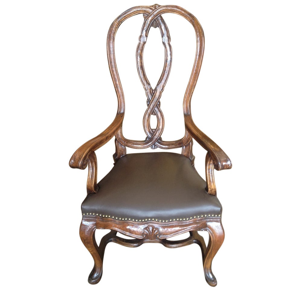 Victorian Armchair in Mahogany and Leather 1890s