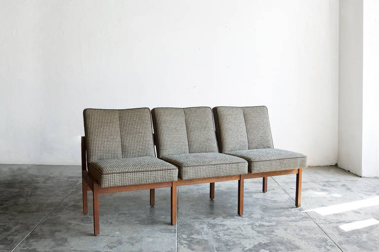 mid century bench with back