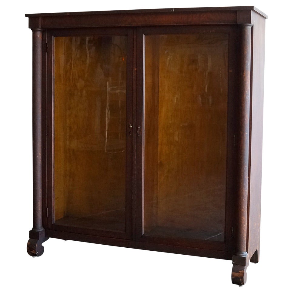 Antique Display Cabinet or Bookcase, Oak, Late 1800s