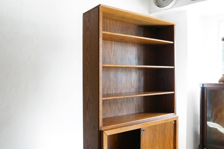 American Modern Oak Cabinet Bookcase