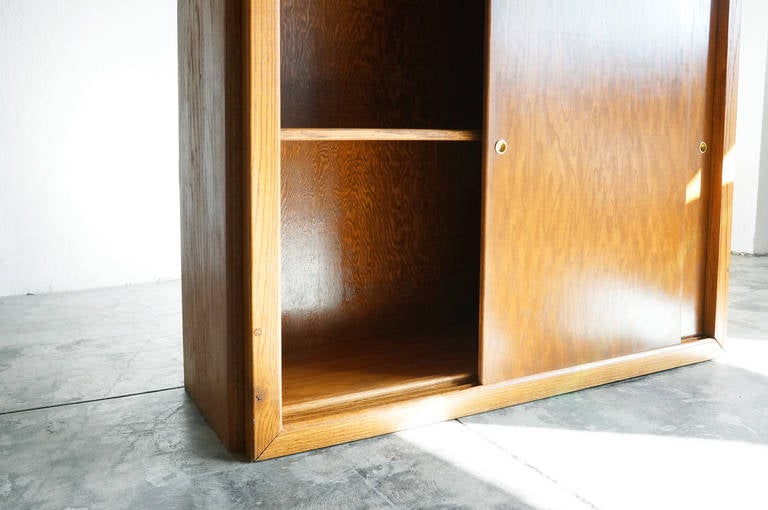 Modern Oak Cabinet Bookcase In Distressed Condition In Alhambra, CA