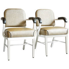 Vintage Pair of Mid Century Steel Tanker Armchairs, Refinished