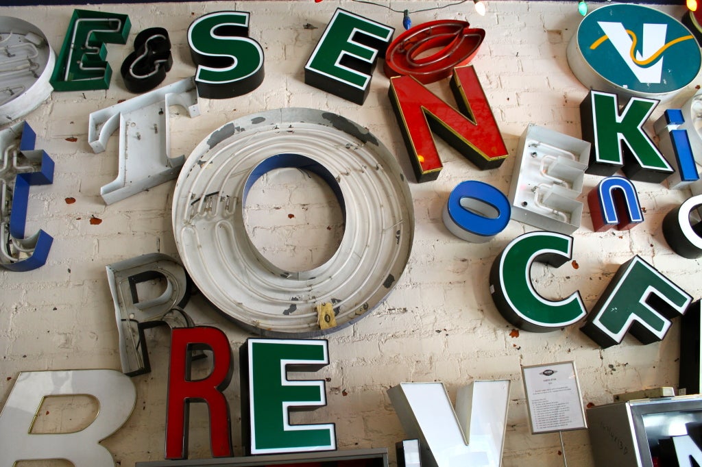 Channel letters that can be wired with a transformer to light up. As our inventory of letters can change quite frequently, please call for availability.