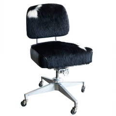 Vintage Armless Task Chair with Cowhide Seat