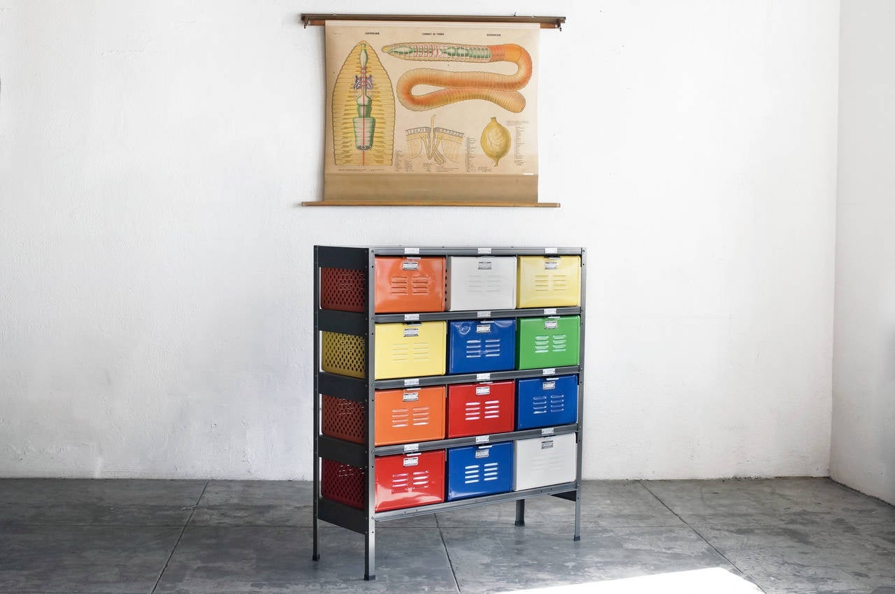 3 x 4 Vintage Locker Basket Unit, Refinished
