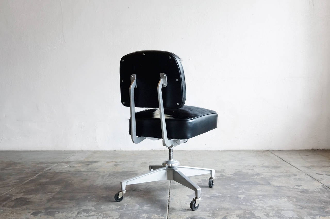 North American Vintage Armless Task Chair with Cowhide Seat