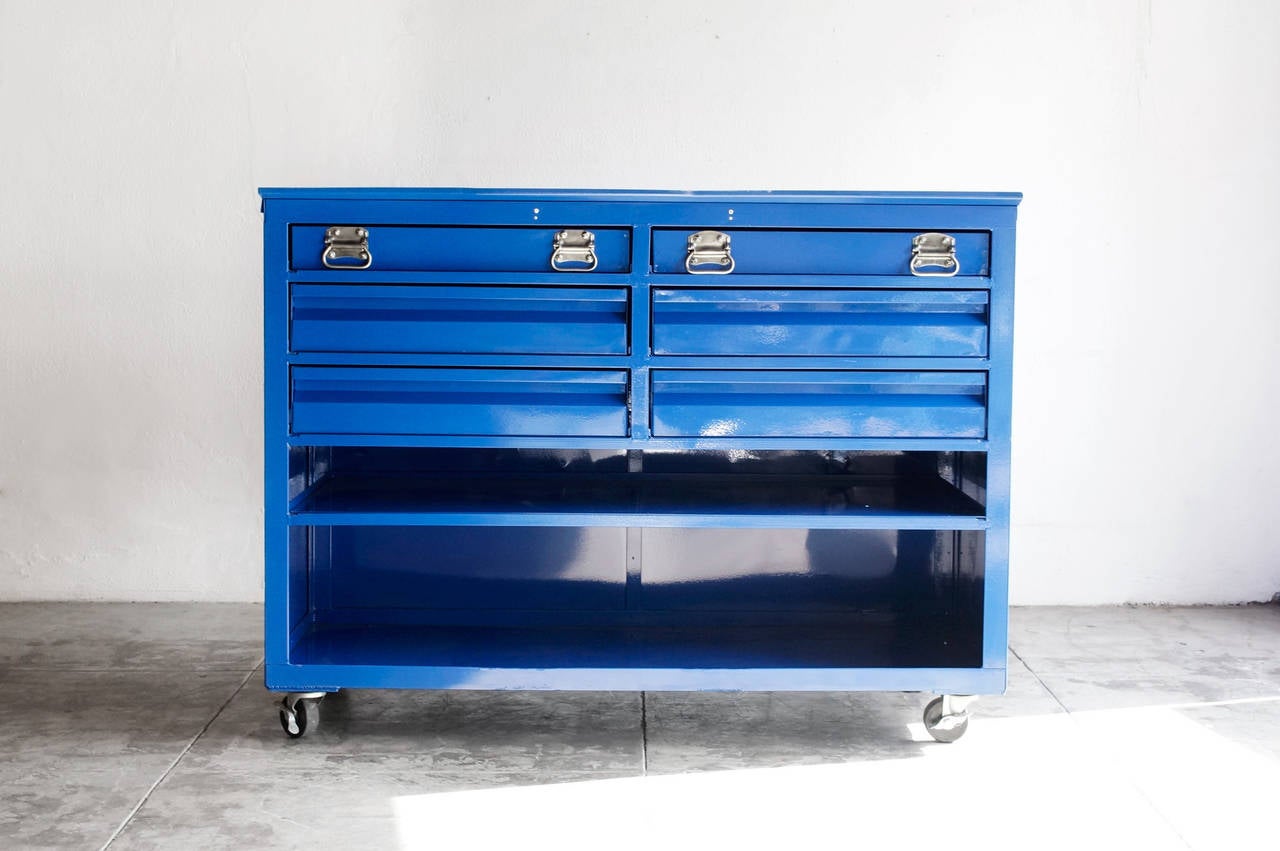 North American 1960s Construction-Site Tool Cabinet, Refinished