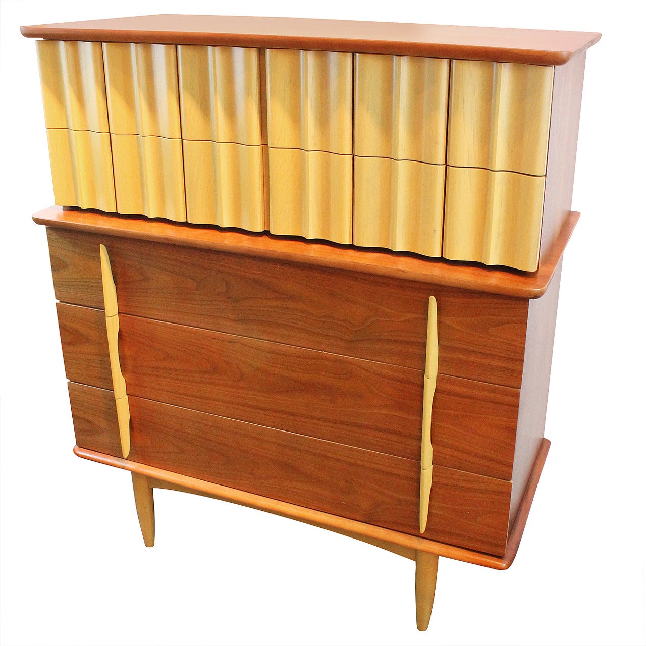 Mid-Century Modern Sculptural Stacked Chest of Drawers For Sale