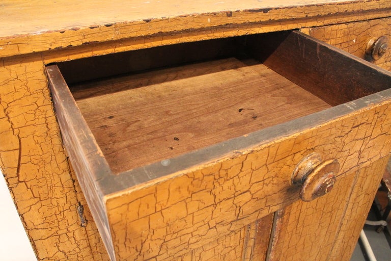 19th Century Mustard Crackle Painted Cabinet For Sale 1
