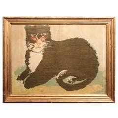 19th Century Needlework Cat
