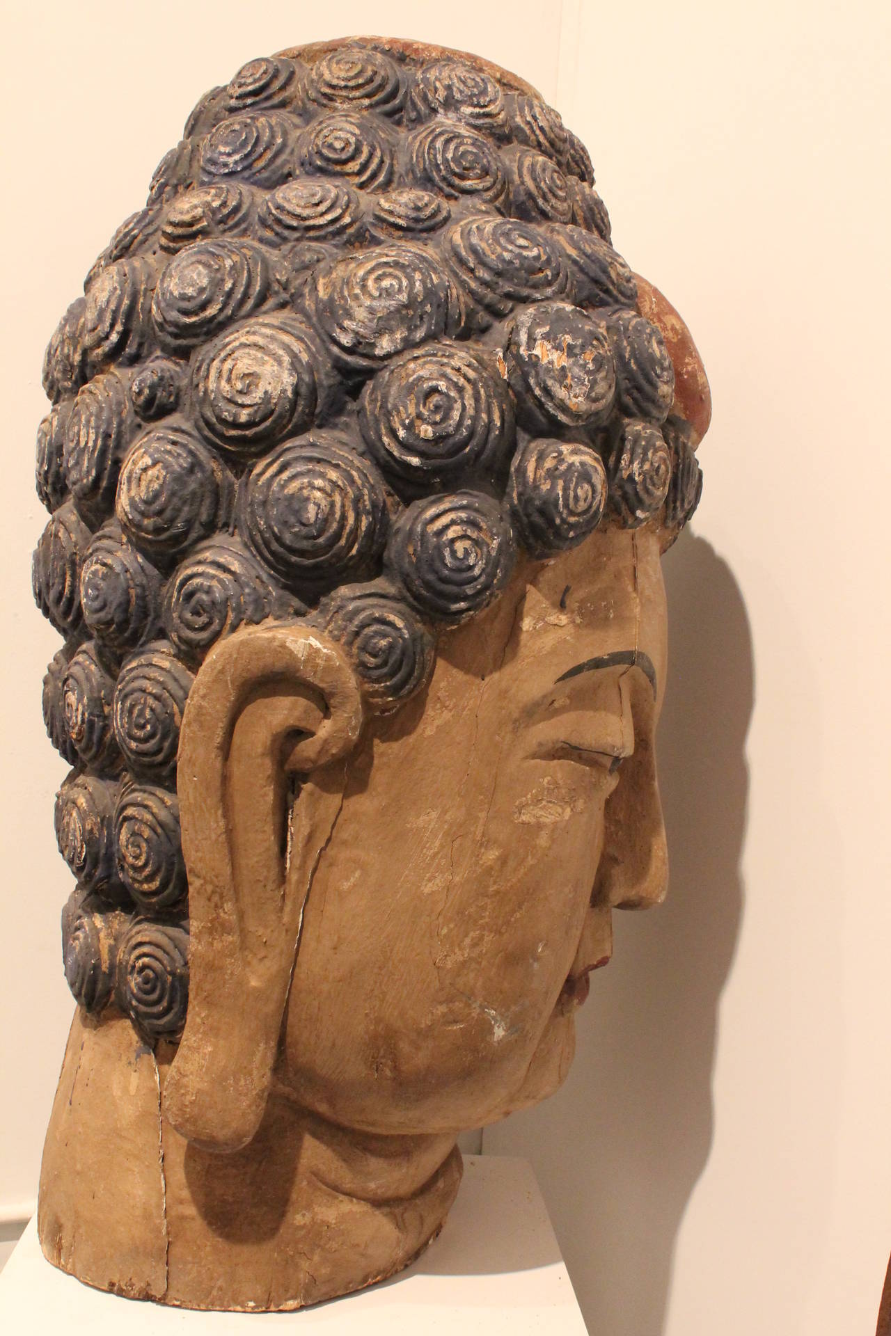 Very Large Carved Tibetan Buddha Head 4