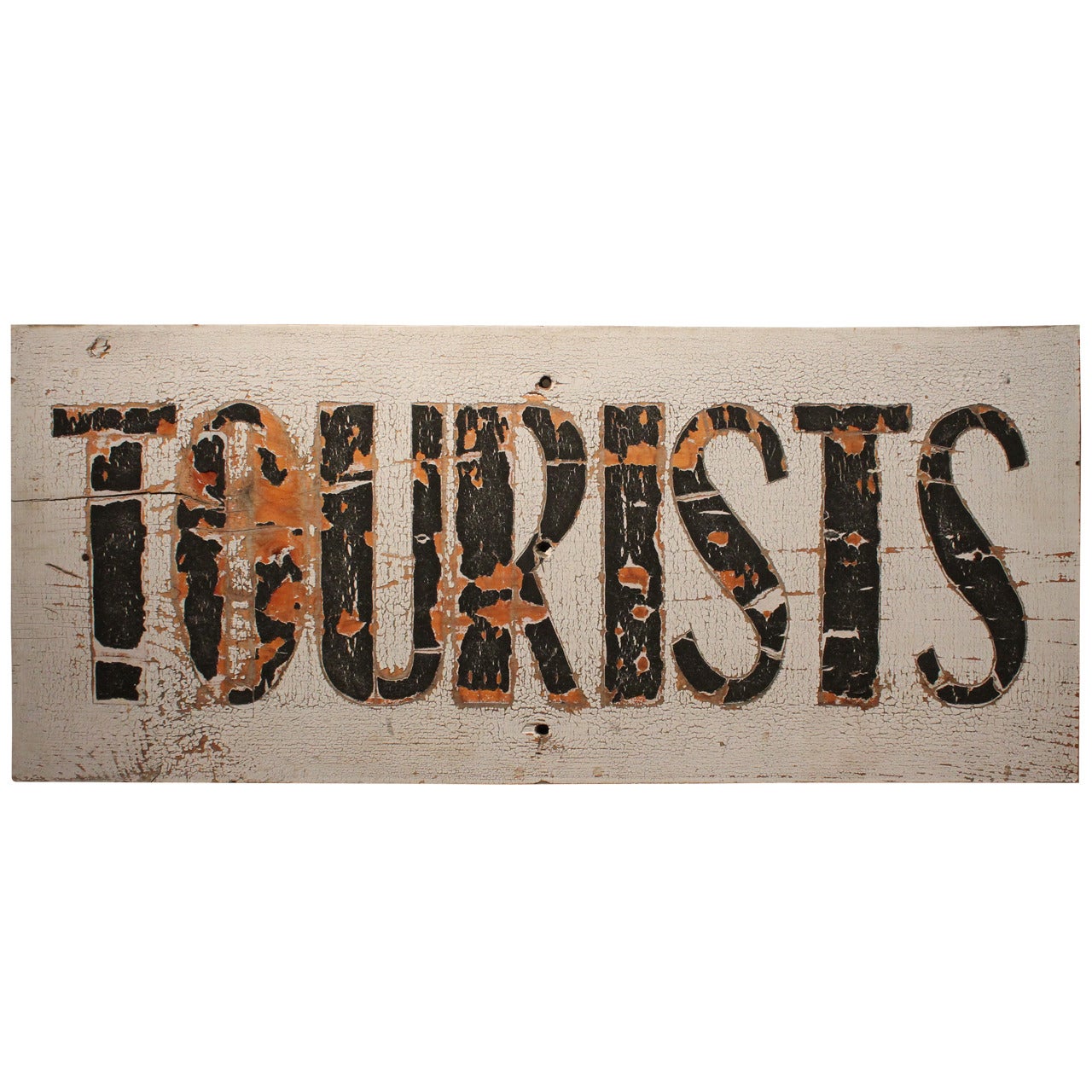 Distressed Hand Painted Tourists Sign For Sale