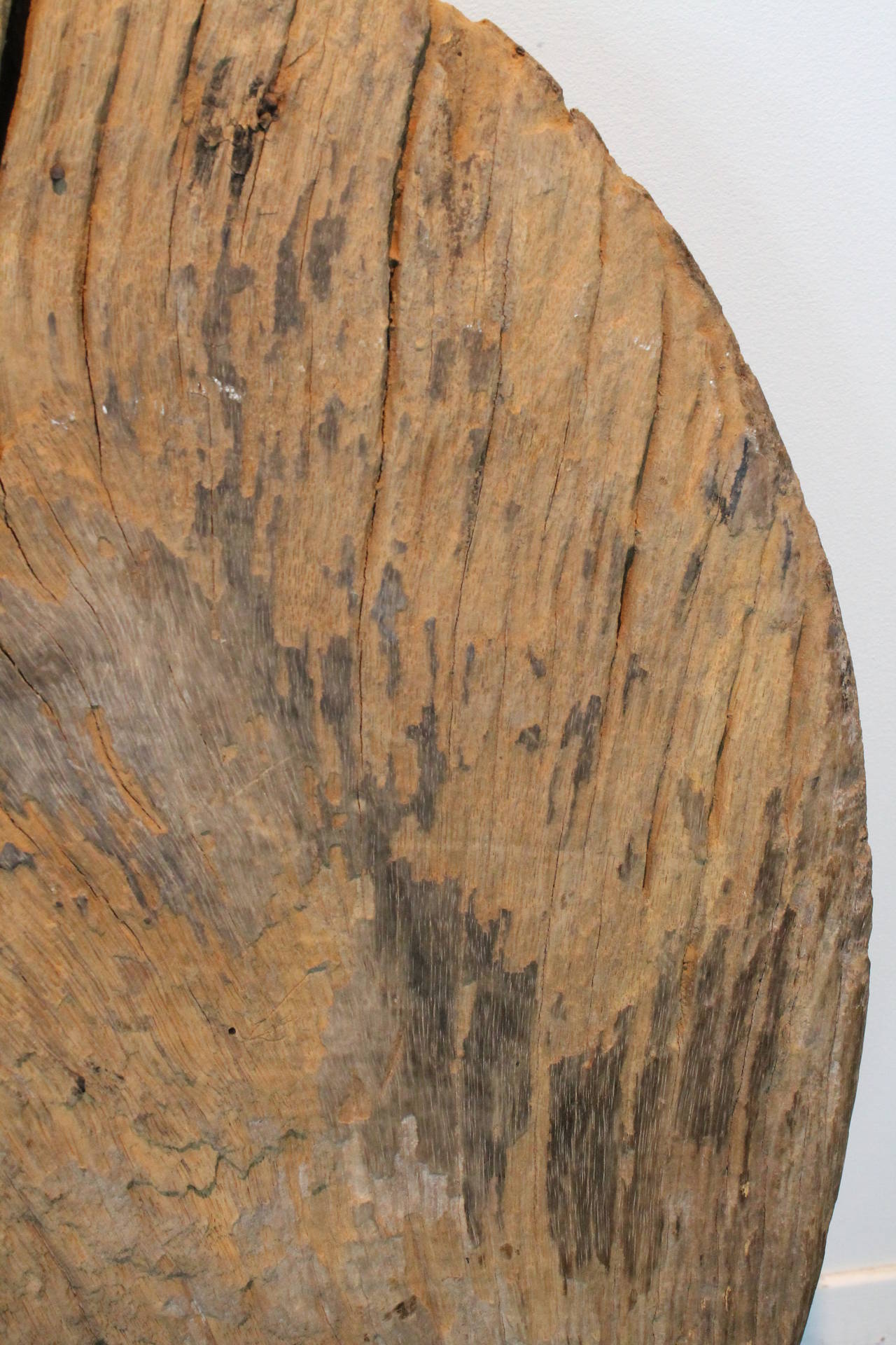 19th Century Heavily Weathered Asian Wooden Wheel For Sale 6