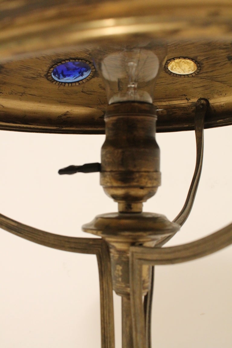 20th Century Art Nouveau Lamp with Faceted Glass Jewels