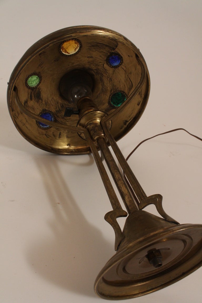 Art Nouveau Lamp with Faceted Glass Jewels 1