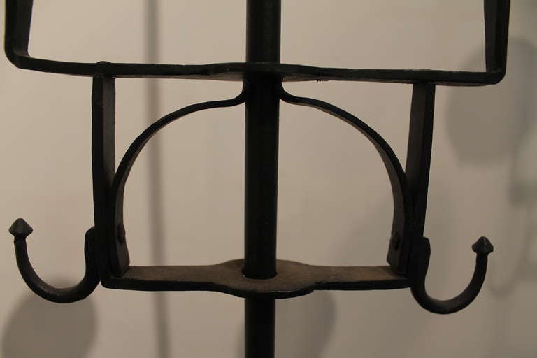 American Pair Of Early 20th Century Wrought Iron 5 Foot Tall Candle Stands For Sale