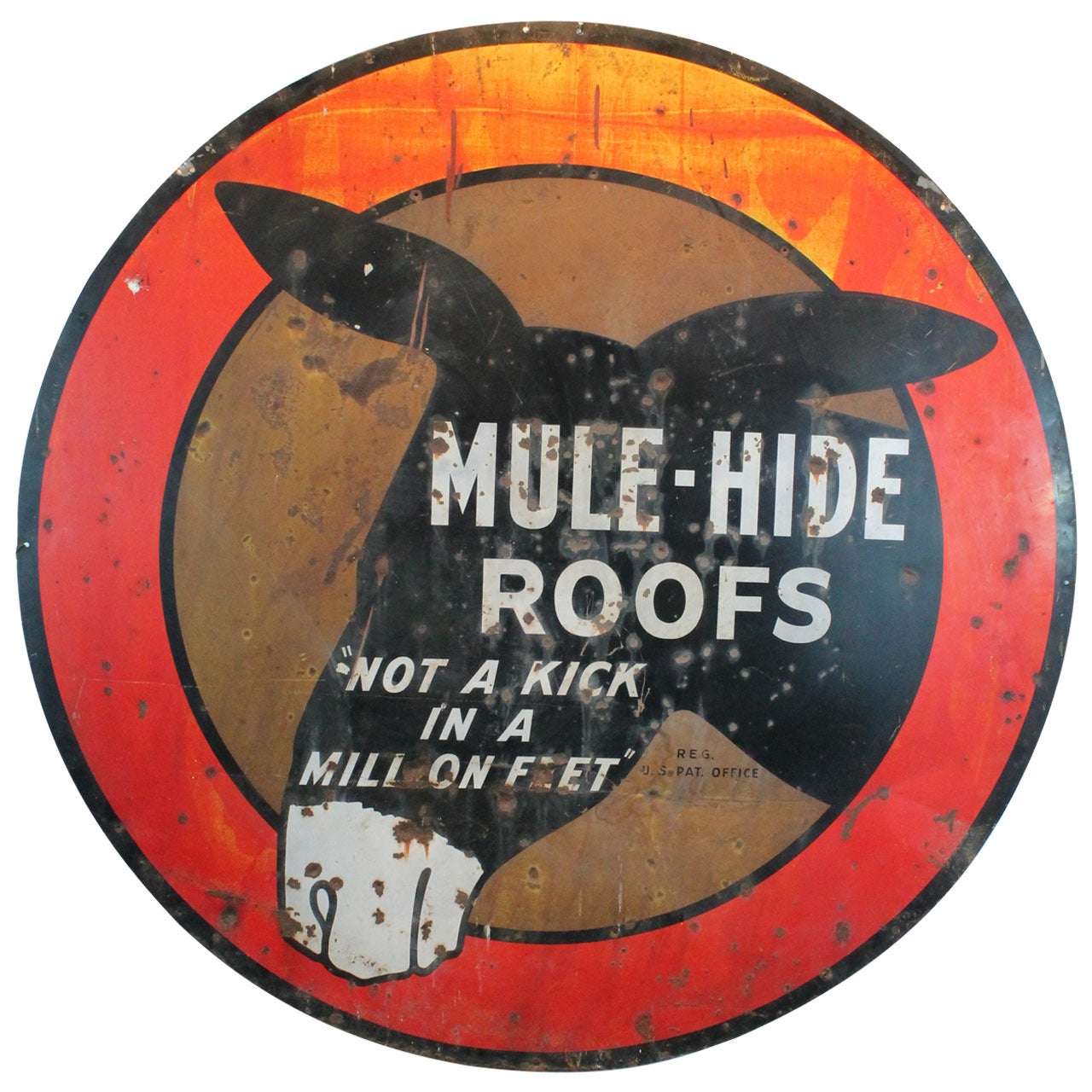 Large Scale Mule-Hide Metal Advertising Sign