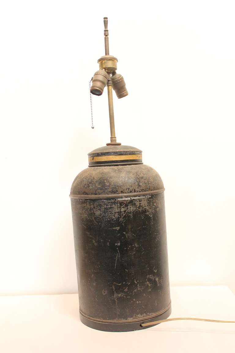 Late 19th Century English Tole Tea Canister Lamp 5