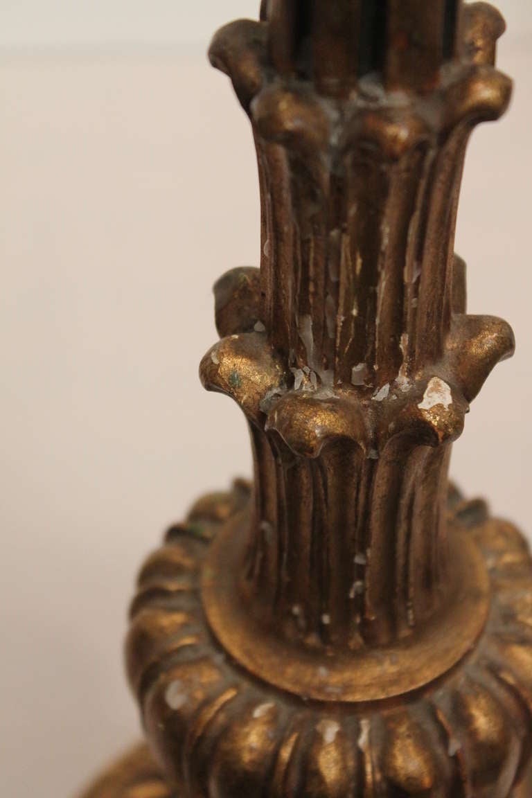 Pair of Italian Carved and Gilt Wood Candle Stands For Sale 2