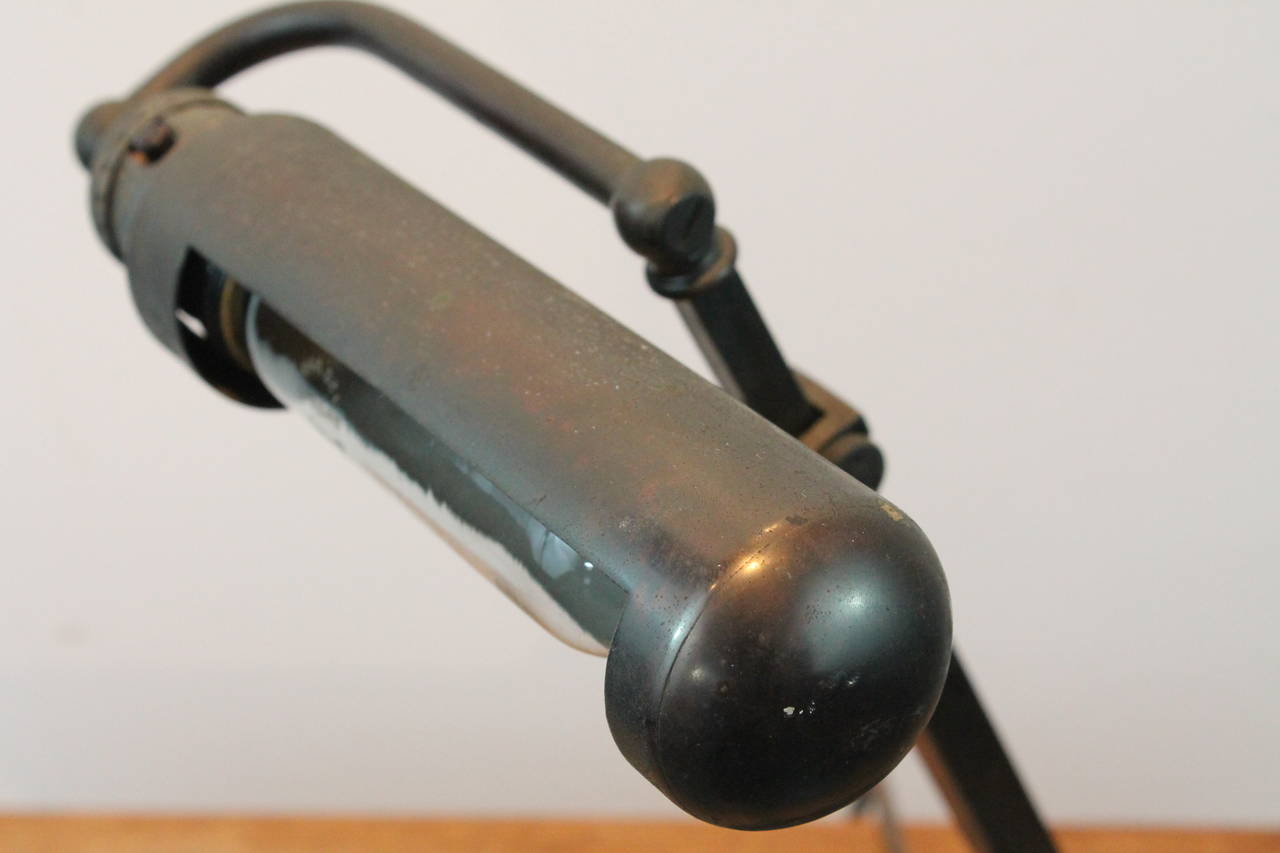 Machine Age Adjustable Brass Desk Lamp For Sale 1