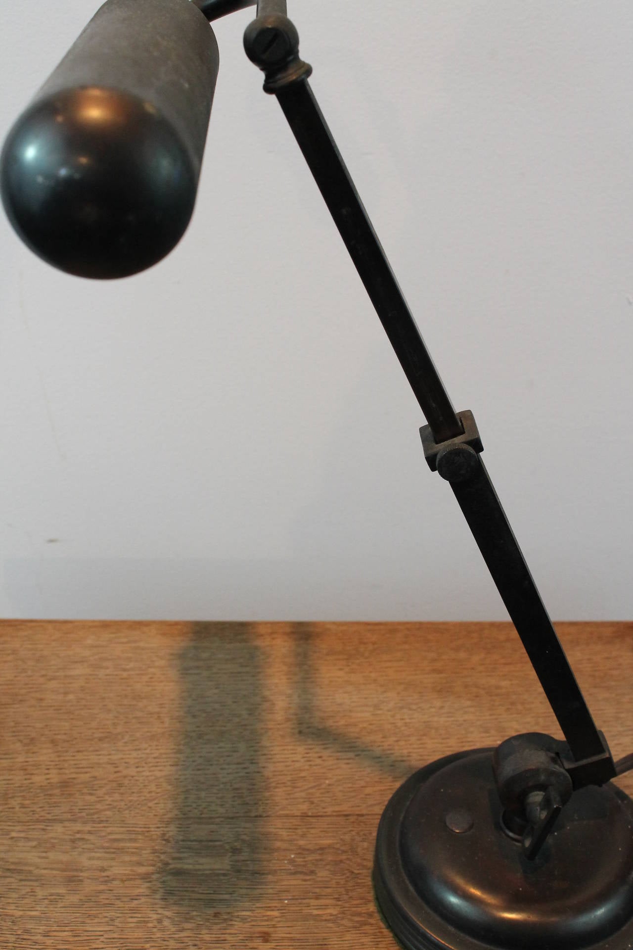 Machine Age Adjustable Brass Desk Lamp For Sale 3