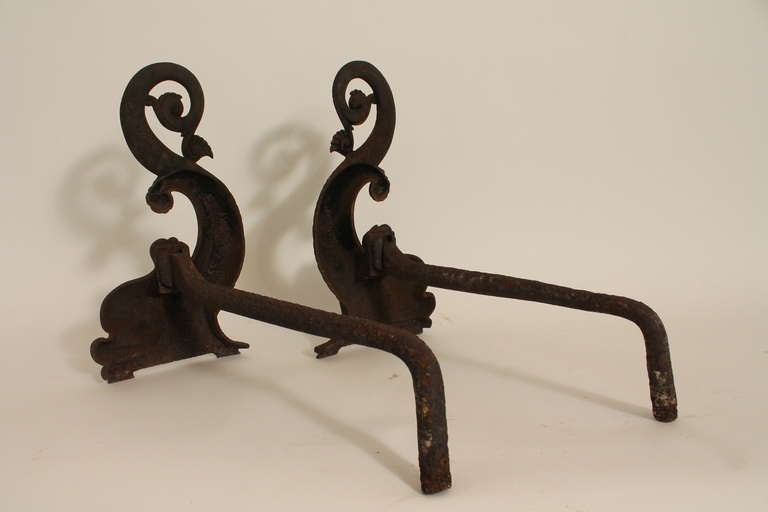 19th Century 1870's Bradley and Hubbard Dolphin Andirons For Sale