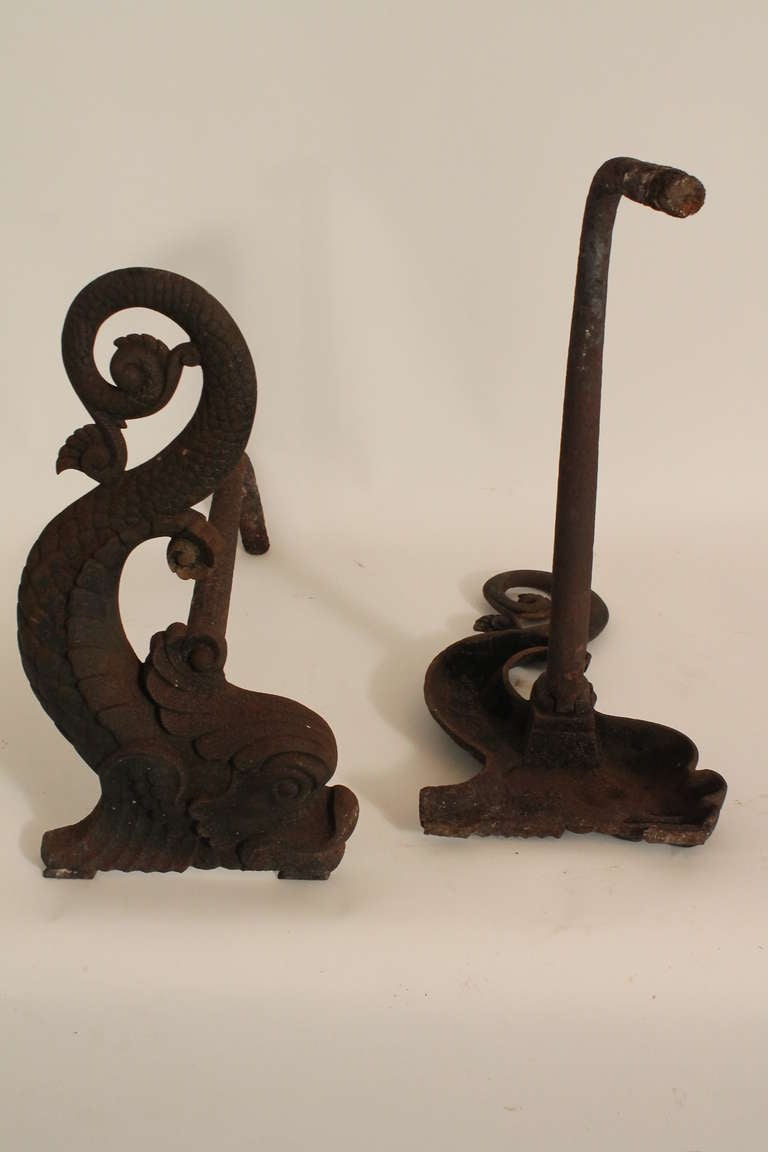 1870's Bradley and Hubbard Dolphin Andirons For Sale 1