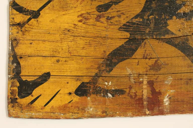 Comical Folk Art Outdoor Painted Advertising Sign Fragment