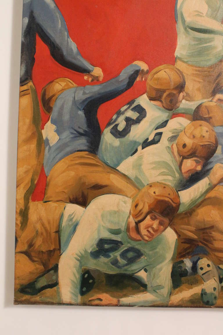 Mid-20th Century Large Scale 1940's University of Pittsburgh Football Painting For Sale