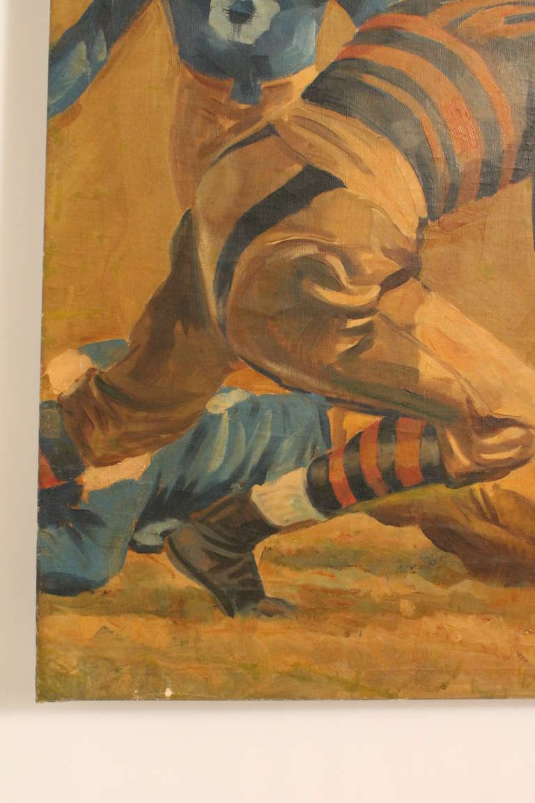 Canvas Large Scale 1940's Notre Dame Football Painting For Sale