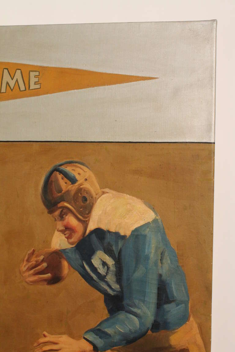 American Large Scale 1940's Notre Dame Football Painting For Sale