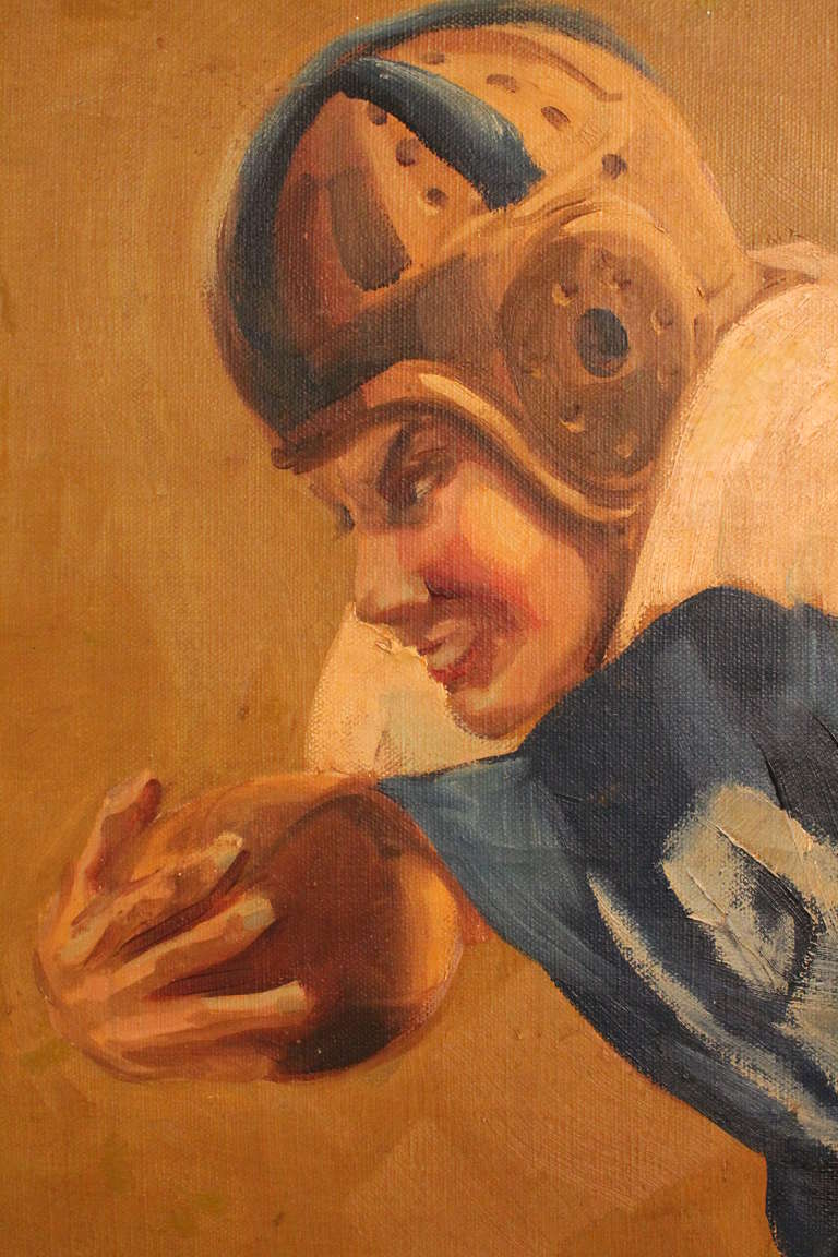 Large Scale 1940's Notre Dame Football Painting In Good Condition For Sale In 3 Oaks, MI