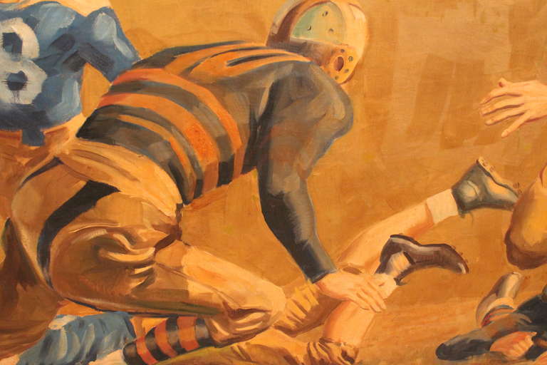 Mid-20th Century Large Scale 1940's Notre Dame Football Painting For Sale