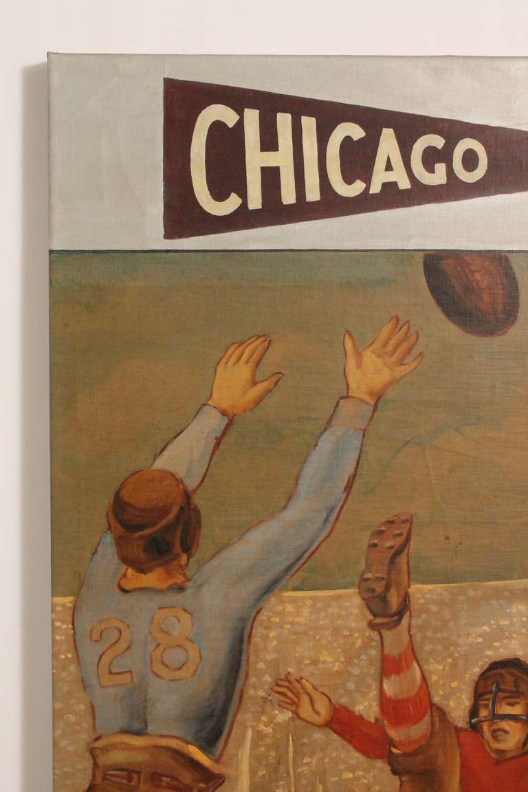 American Large Scale 1940's University of Chicago Football Painting