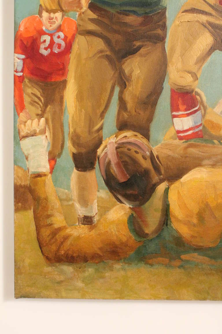Mid-20th Century Large Scale 1940's Green Bay Football Painting For Sale