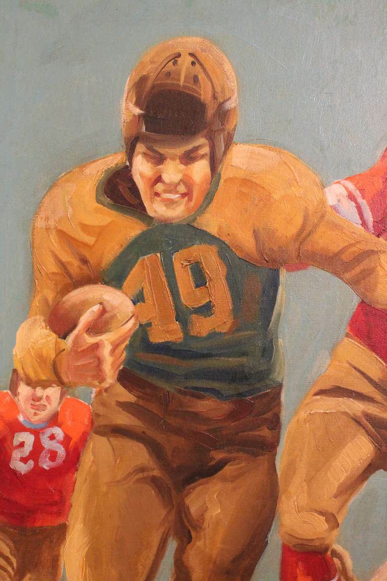 Large Scale 1940's Green Bay Football Painting For Sale 1