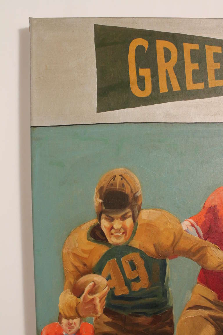 American Large Scale 1940's Green Bay Football Painting For Sale