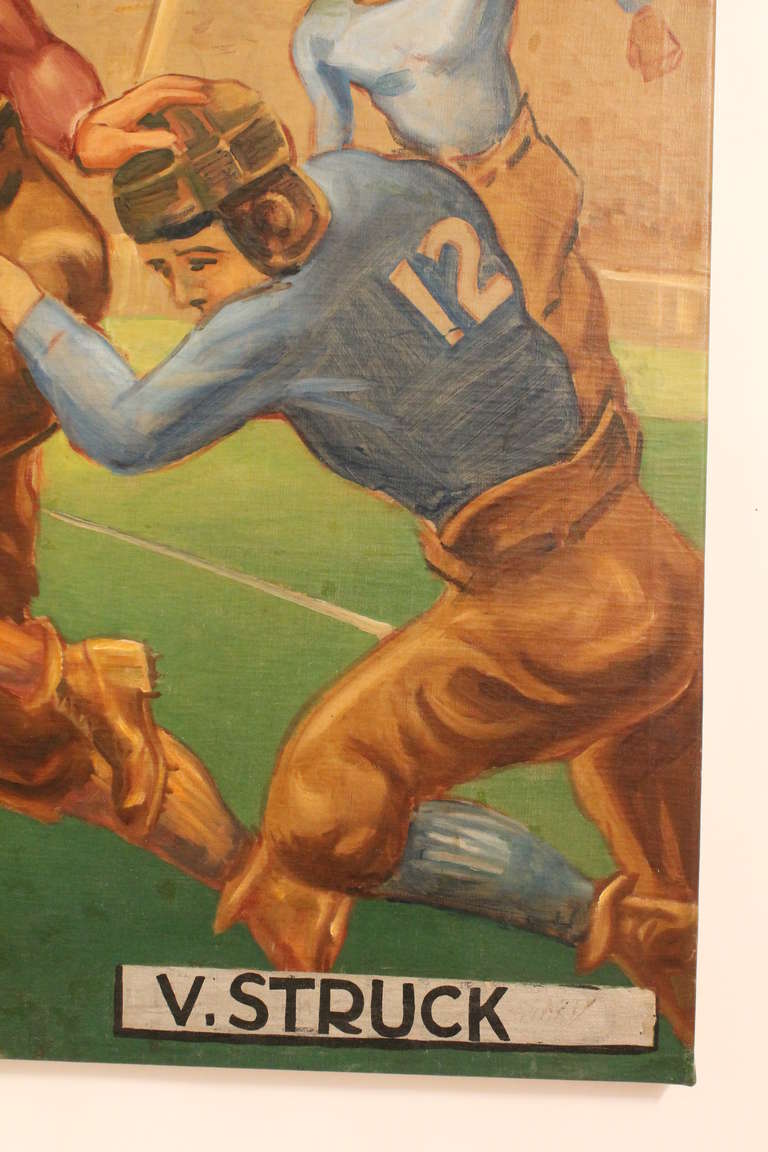Large Scale 1940's Harvard Football Painting For Sale 1