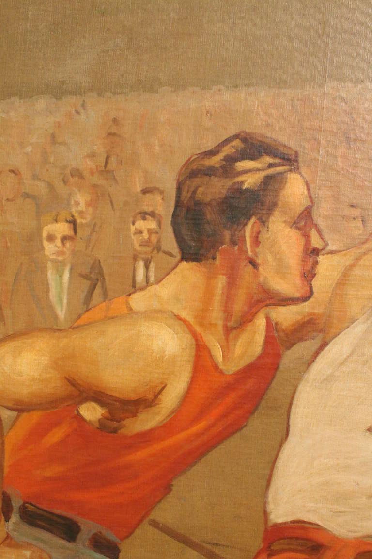 Mid-20th Century Large Scale 1940's Indiana University Basketball Painting