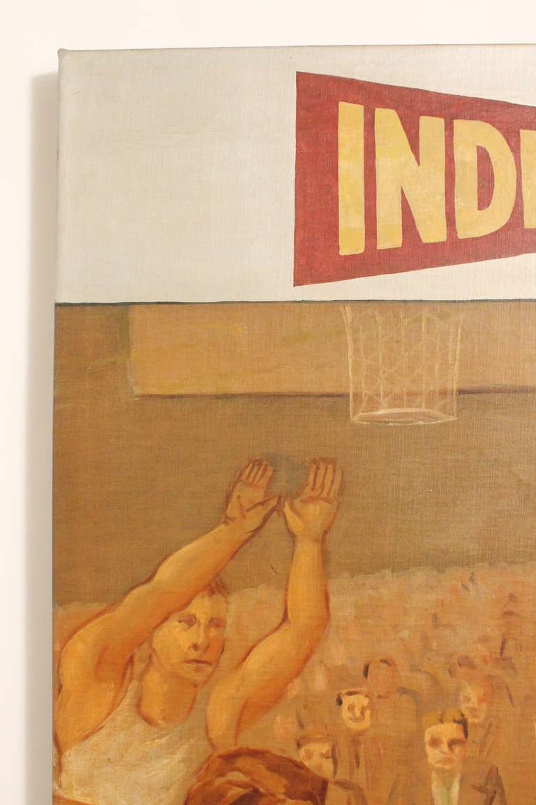 American Large Scale 1940's Indiana University Basketball Painting