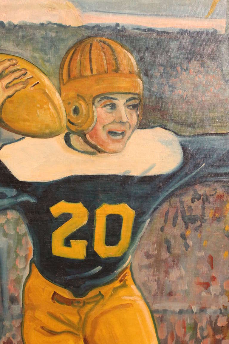 Mid-20th Century Large Scale 1940's Notre Dame Vs. Army Football Painting For Sale