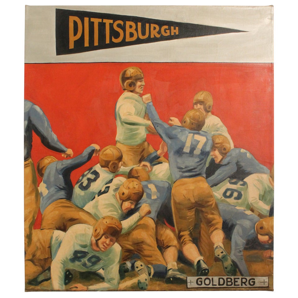 Large Scale 1940's University of Pittsburgh Football Painting For Sale