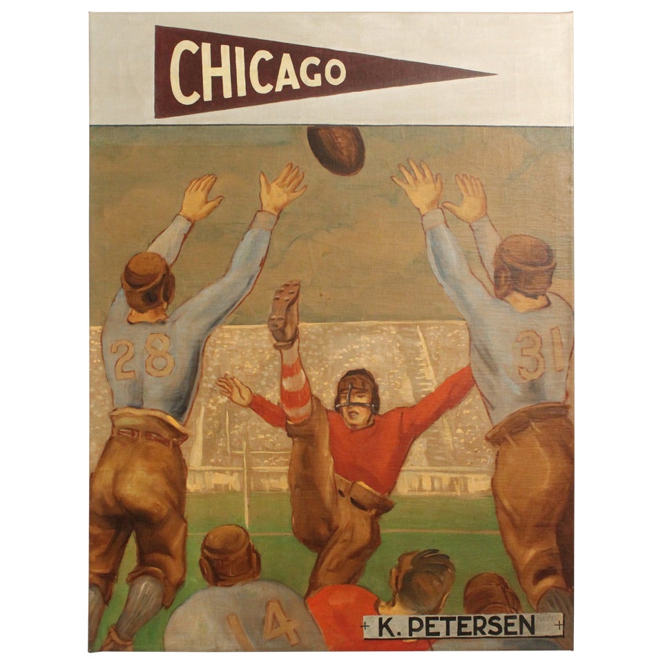 Large Scale 1940's University of Chicago Football Painting