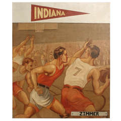 Large Scale 1940's Indiana University Basketball Painting