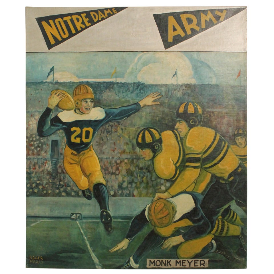 Large Scale 1940's Notre Dame Vs. Army Football Painting For Sale